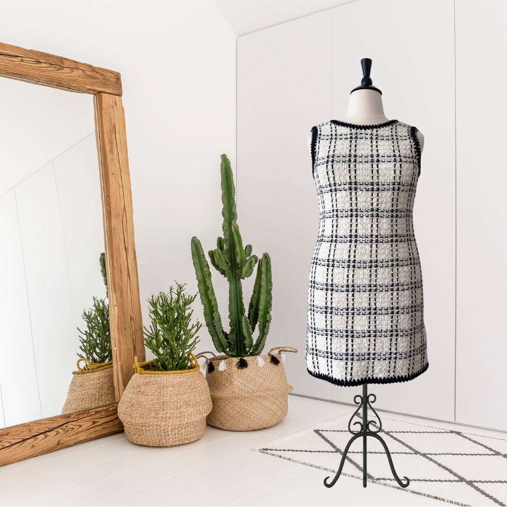 Tory Burch Sleeveless Tweed Plaid Sheath Dress